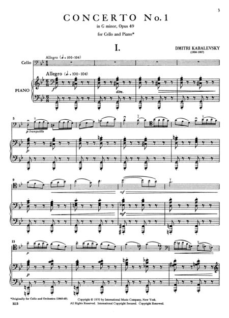 kabalevsky cello concerto score pdf